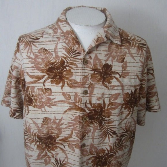 Caribbean Men Hawaiian camp shirt pit to pit 22.5 M aloha luau tropical silk - Picture 4 of 8